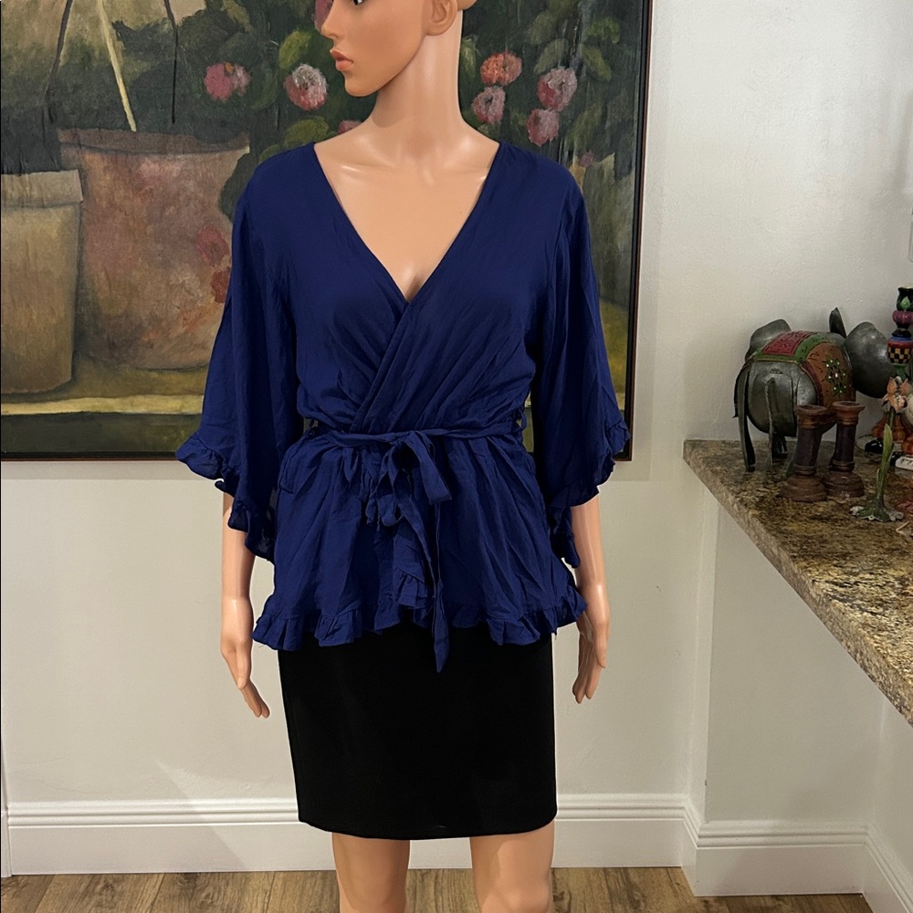 NWT Thread Story faux wrap top with belted waist